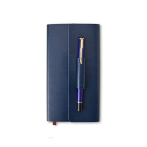 Conjunto de bloco moleskine  e caneta roller metálica