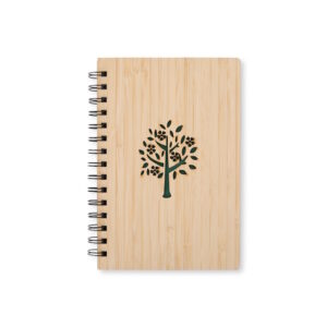 Caderno capa de bambu 15 x 21 cm