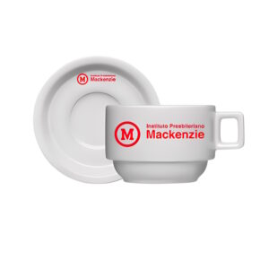 Xícara e pires para café, 100 ml em porcelana