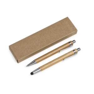 Conjunto de caneta esferográfica e lapiseira em bambu