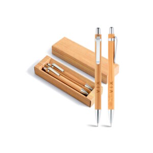 Conjunto de esferográfica e lapiseira em bambu